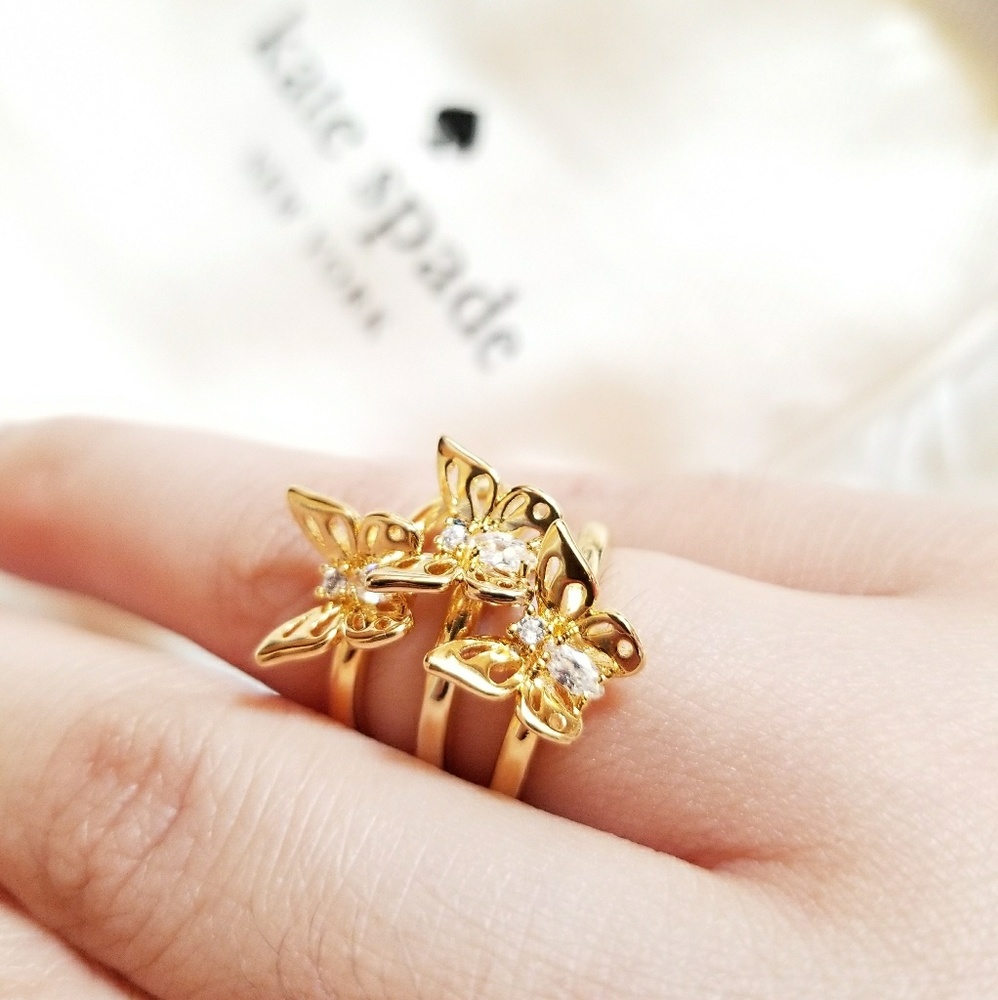 Kate Spade Social Butterfly Stackable Gold Ring 6